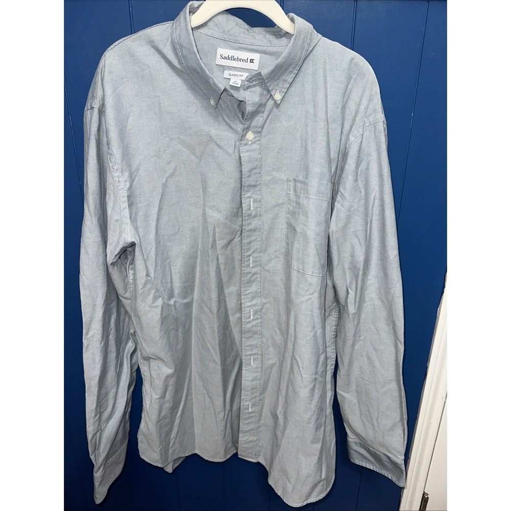 Saddlebred‎ Men's XL Button Down Shirt Grey Classic Fit Long Sleeve